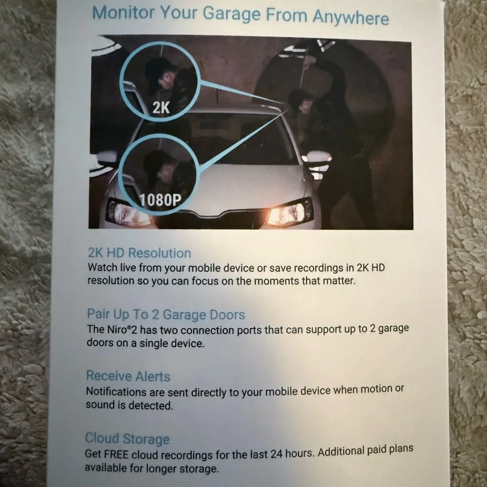 Momentum NIRO 2 White WiFi Garage Controller and Camera